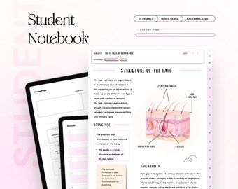 Student Digital Notebook Goodnotes iPad Notebook NotePaper Hyperlinked Digital Planner Notetaking Study Template Notability College Academic