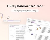 Fluffy Handwritten Font, Digital Planner Font, Handwritting font for digital notetaking and digital planning Goodnotes iPad Font Clean notes