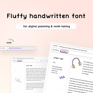 Fluffy Handwritten Font, Digital Planner Font, Police d'écriture manuscrite pour la prise de notes numériques et la planification numérique Goodnotes iPad Font Clean notes