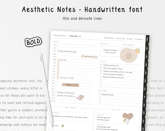 Aesthetic Notes Handwritten Font Digital Planner Font Handwrriten font for digital notetaking and digital planning Goodnotes iPad Font