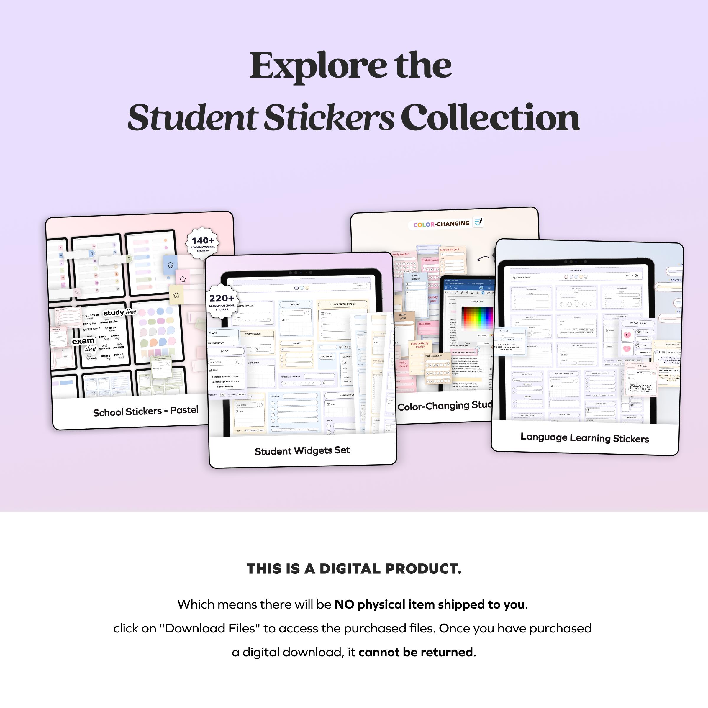 Table Digital Stickers for Student, Notebook Planner Goodnotes Widgets ...