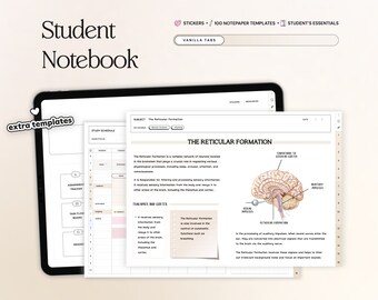 Student Digital Notebook Hyperlinked Notetaking Templates Planner Template Notepad for Goodnotes Notability iPad academic Notebook Journal