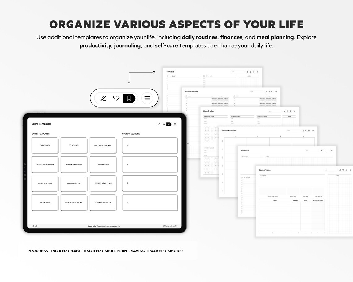 Undated Digital Planner Templates for Goodnotes, Notability iPad ...