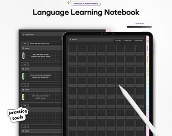 Language Learning Notebook Planner Learn Grammar Vocabulary Digital Notes for Students Hyperlinked iPad Notetaking Goodnotes Templates