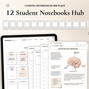 Paquete de 12 cuadernos digitales para estudiantes Plantillas para tomar notas con hipervínculos para Goodnotes Notability Aplicaciones para tomar notas en iPad Académico para la escuela