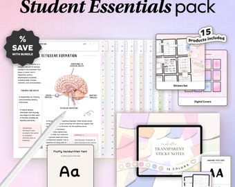 All in one Student Bundle, Undated Planner, Study Notes Templates for iPad Goodnotes Notability College Stickers Widgets Notetaking Academic
