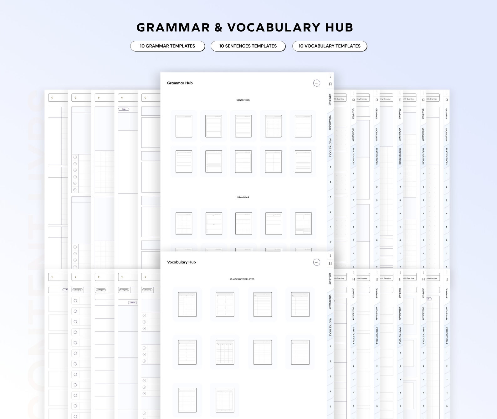Language Learning Notebook/planner Learn Grammar Vocabulary Digital ...