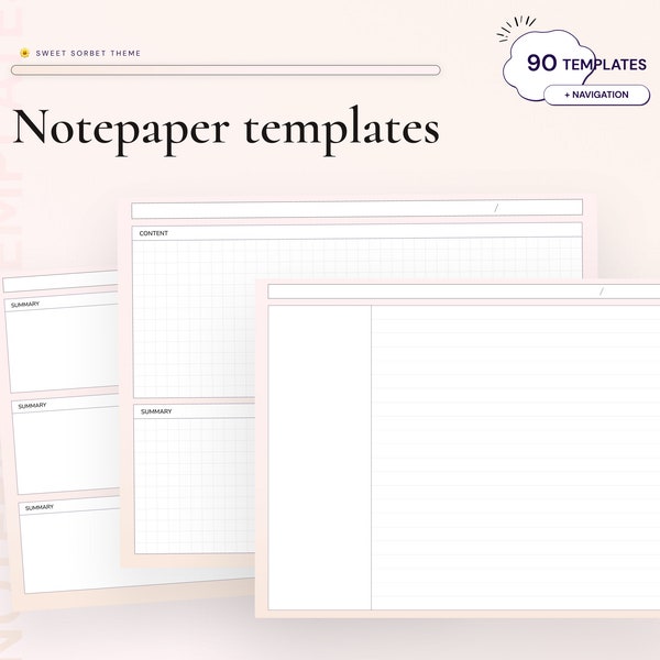 Digital Notepaper Student Notes Templates for GoodNotes Noteshelf Notability Notetaking Apps Templates Digital Study Notebook Cornell Notes