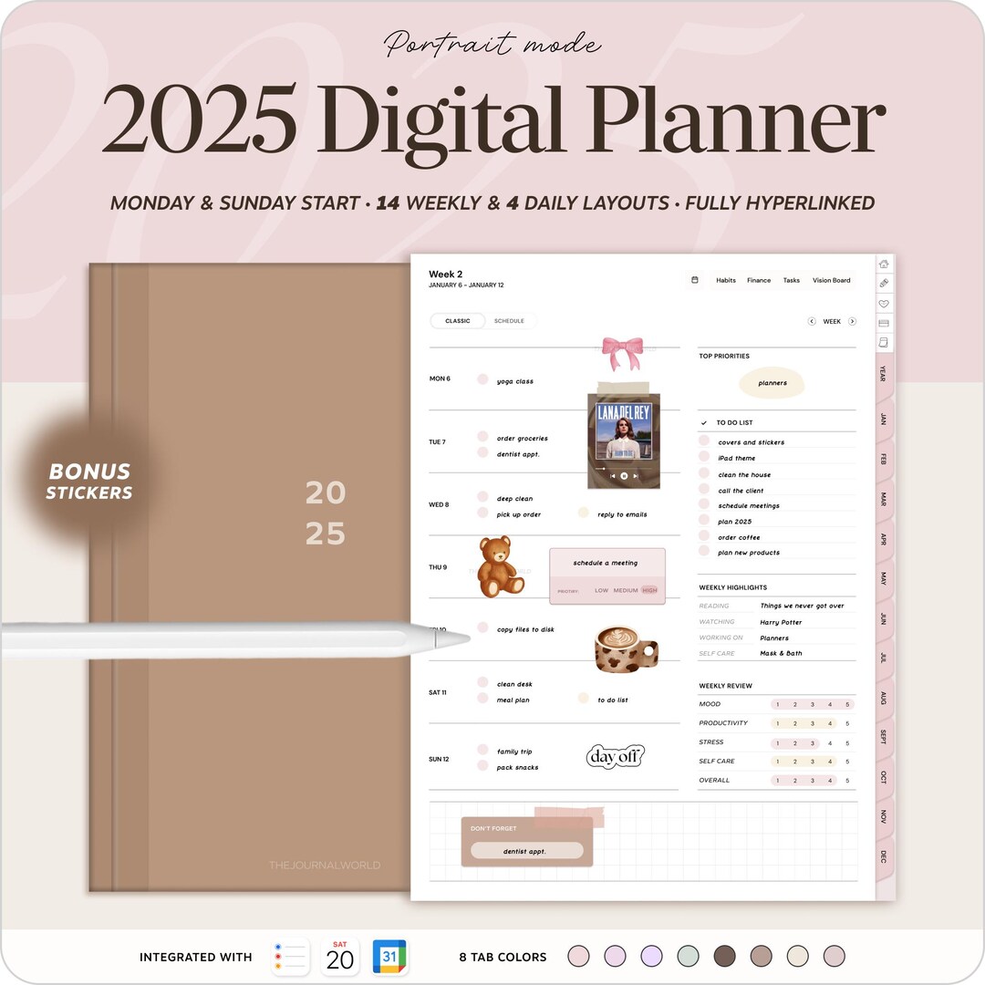 2025 Digital Life Work Planner for Goodnotes Notability iPad Planning ...