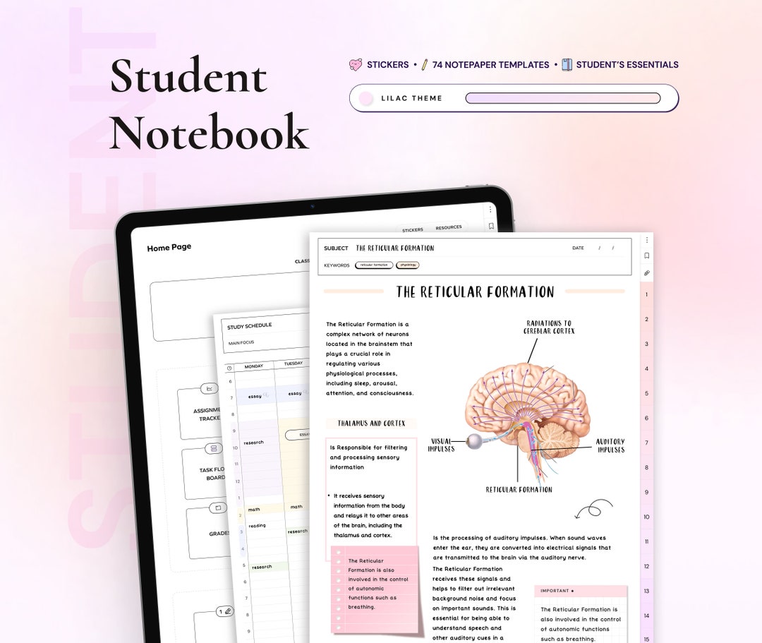Student Digital Notebook Hyperlinked Notetaking Templates Retro Vibe ...