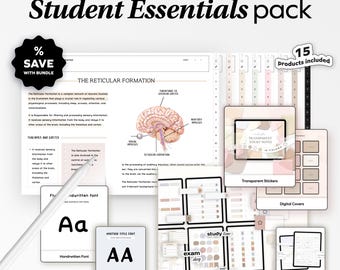 All in one Student Bundle, Undated Planner, Study Notes Templates for iPad Goodnotes Notability College Stickers Widgets Notetaking Academic