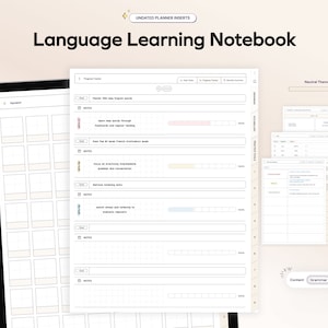 Language Learning Notebook/Planner Learn Grammar Vocabulary Digital Notes for Students Hyperlinked ipad Notetaking Templates Memo Stickers