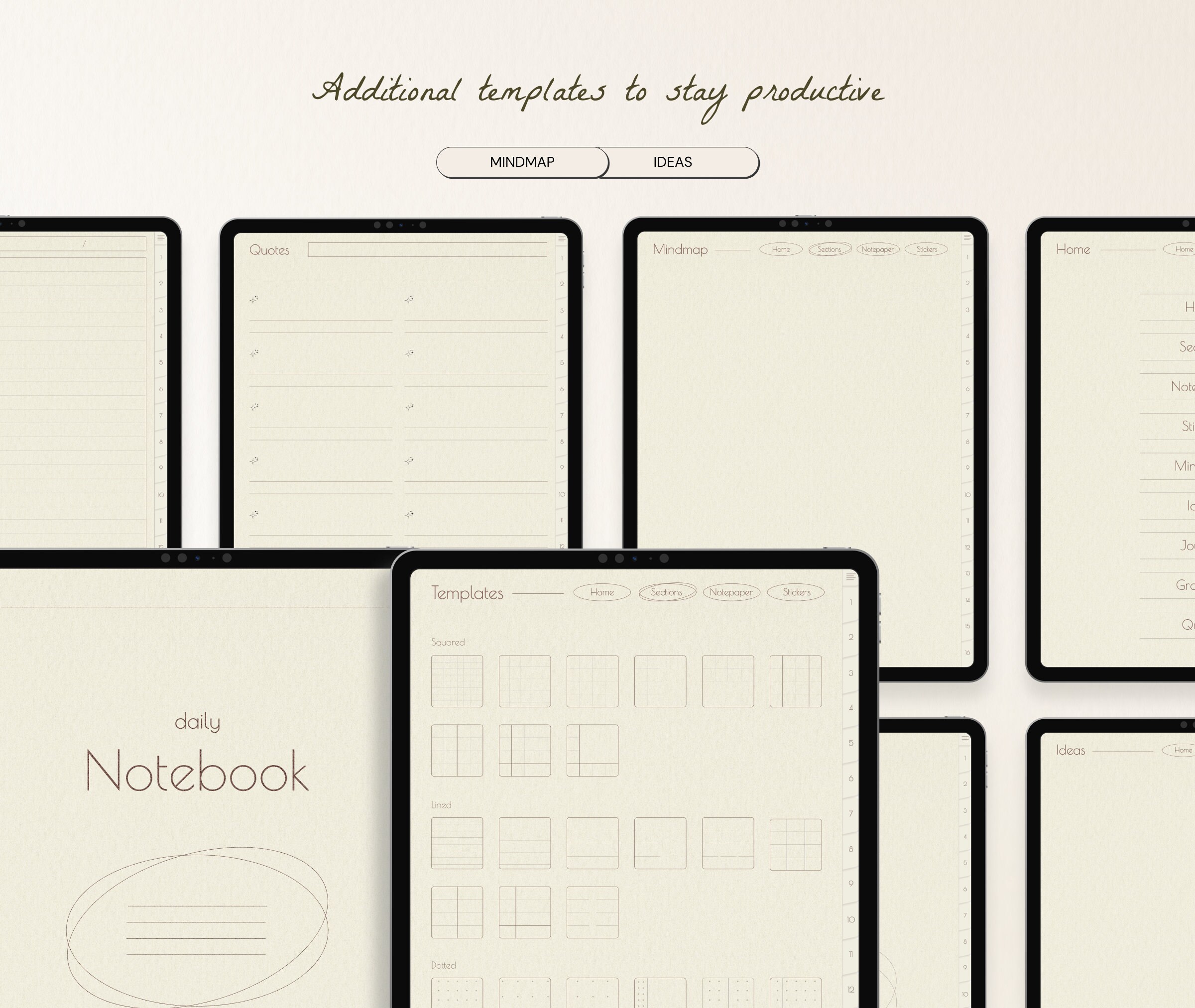 Digital Notebook | Paper Texture Template | Hyperlinked Tabs Goodnotes ...