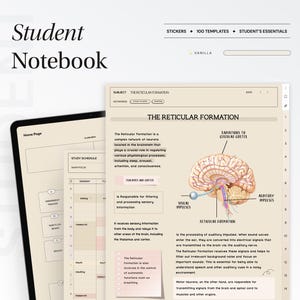 Quaderno digitale per studenti, carta per appunti minimalista Modelli di studio per prendere appunti con collegamento ipertestuale Blocco note Goodnotes Notability iPad College Academic