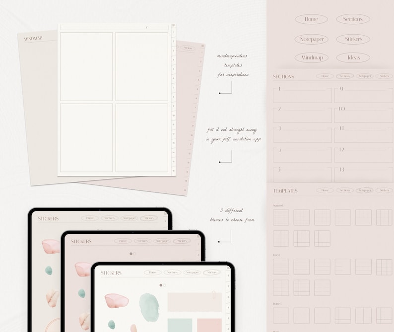 Digital Notebook Texture Paper Template Notebook Hyperlinked - Etsy