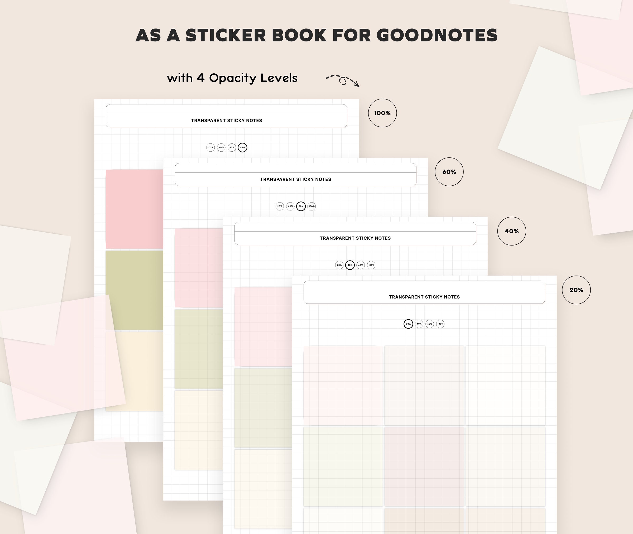 Transparent Digital Stickers for Planner Student Sticky Notes for ...