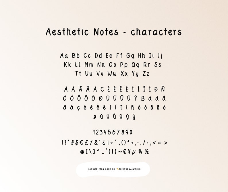 Aesthetic Notes Handwritten Font Digital Planner Font Handwrriten Font ...