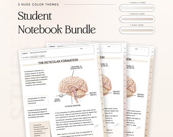 Student Digital Notebook Bundle, Minimalist Notetaking Templates for iPad, Goodnotes Hyperlinked Templates Study Notes Notability Academic