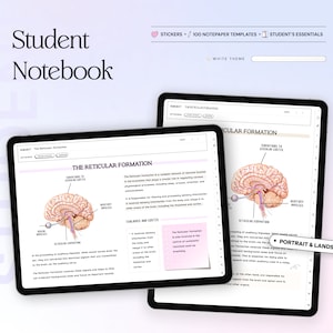 Student Digital Notebook Hyperlinked Notetaking Templates Planner Template Notepad Goodnotes Notability iPad college academic school tracker