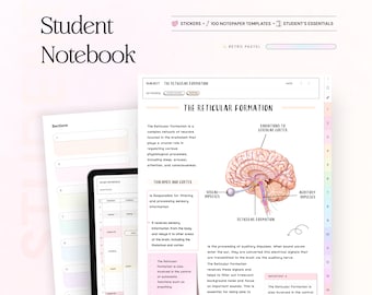 Student Digital Notebook Pastel Hyperlinked Goodnotes Templates Planner Template for Notability iPad notetaking apps college academic notes