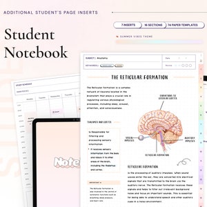 Student Digital Notebook Colorful Hyperlinked Goodnotes Template Planner for Notability iPad notetaking apps college academic notes stickers