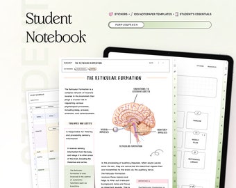 Student Digital Notebook Hyperlinked Journal for Goodnotes School Planner Template Notes app Notability iPad college academic student notes