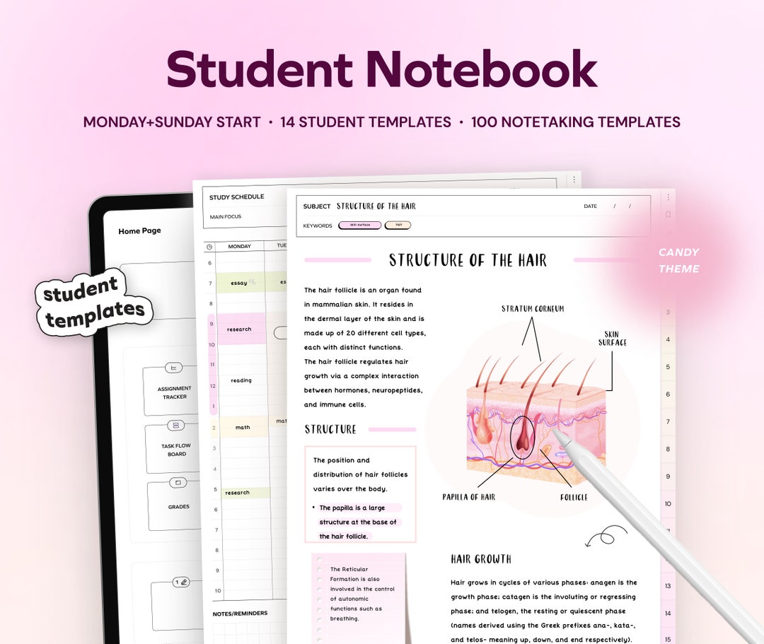 Student Digital Notebook Goodnotes iPad Notebook Notepaper Hyperlinked ...