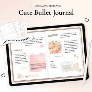 Digital Bullet Journal, Realistic Daily Notebook Scrapbook with Hyperlinks Notetaking Diary Templates for Goodnotes Notability iPad Journal