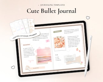 Digital Bullet Journal, realistisk daglig anteckningsbok, scrapbook med hyperlänkar, anteckningsdagbokmallar för Goodnotes, Notability iPad-journal
