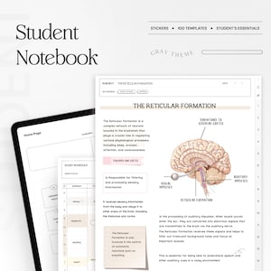 Student Digital Notebook, Minimalist Note Paper Hyperlinked Notetaking Study Templates Notepad Goodnotes Notability iPad College Academic