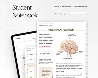 Student Digital Notebook, Minimalist Note Paper Hyperlinked Notetaking Study Templates Notepad Goodnotes Notability iPad College Academic