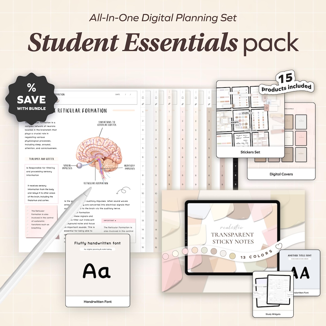 All in One Student Bundle, Undated Planner, Study Notes Templates for ...