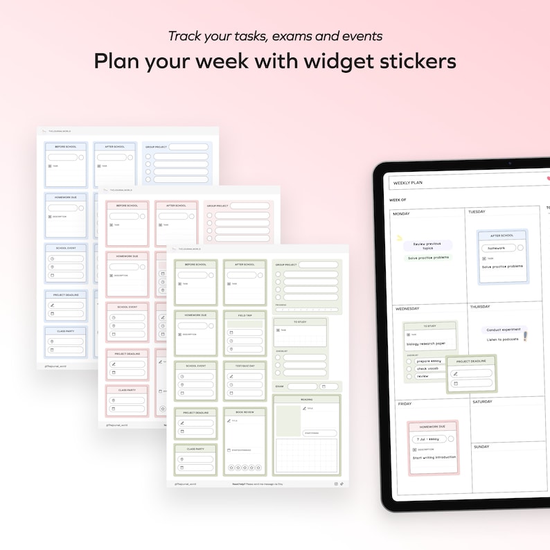 School Digital Stickers for Planner, Goodnotes Widget Student Sticker ...