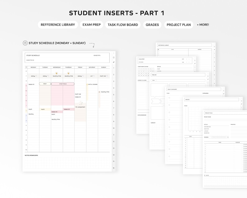 Student Digital Notebook, Minimalist Note Paper Hyperlinked Notetaking ...