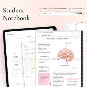 Student Digital Notebook Hyperlinked Notetaking Templates Planner Template Notepad Goodnotes Notability for iPad college academic school
