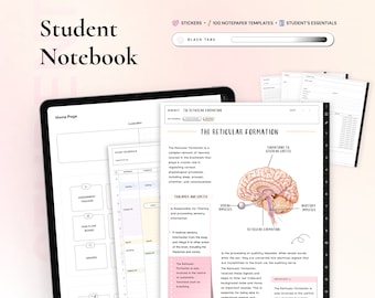 Student Digital Notebook Hyperlinked Notetaking Templates Planner Template Notepad Goodnotes Notability for iPad college academic school