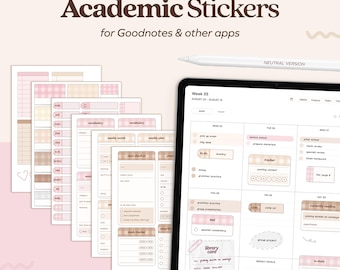 Pegatinas digitales para estudiantes en iPad, Goodnotes Study, Apuntes digitales, Pegatinas académicas, Apuntes universitarios, Widgets para el planificador de estudios