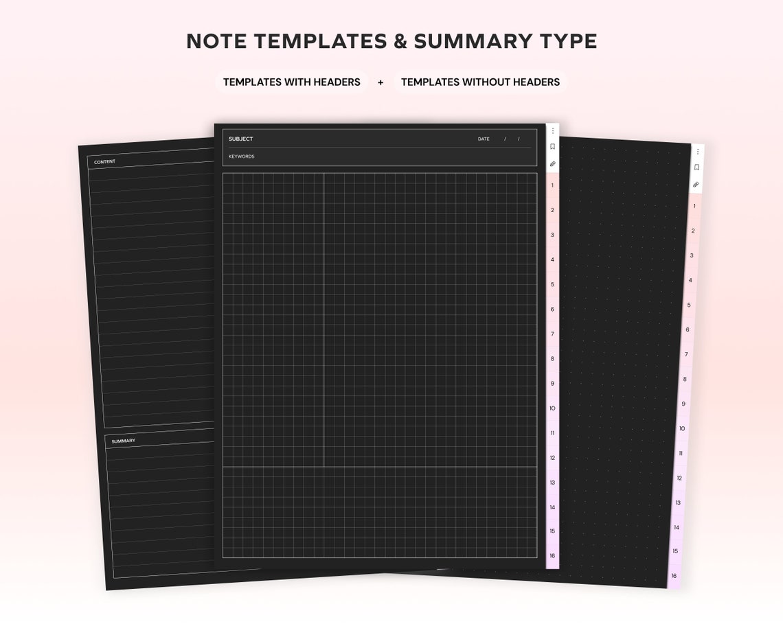 Student Digital Notebook Dark Mode, Hyperlinked Notetaking Templates ...