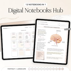 12 Student Digital Notebook Bundle, Hyperlinked Planner Notetaking for Goodnotes Notability iPad Templates note-taking apps Academic School