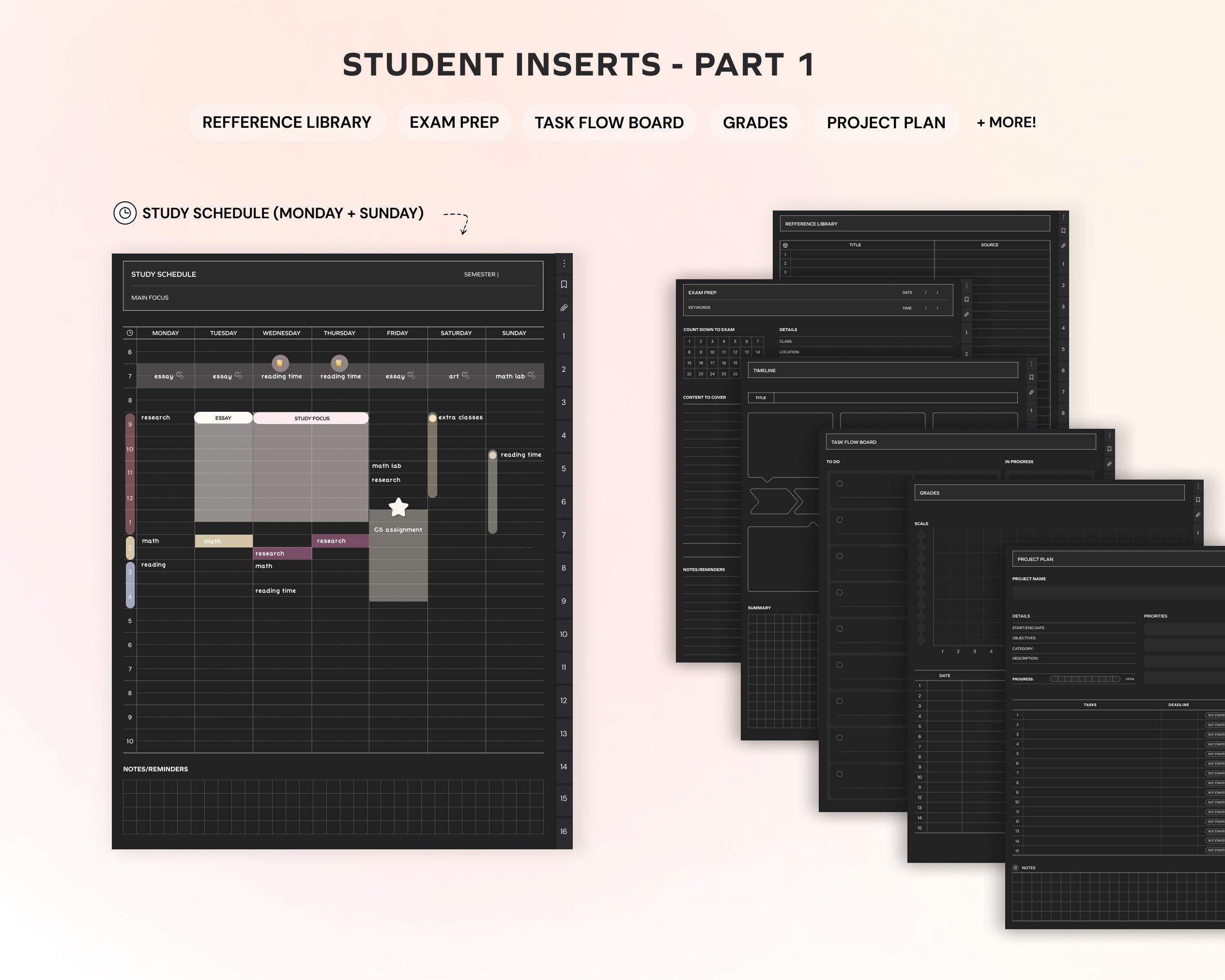 Student Digital Notebook Dark Mode | Hyperlinked Notetaking Templates ...