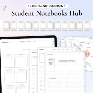 Student Digital 12 Notebooks Bundle Hyperlinked Notetaking Templates for Goodnotes Notability iPad note taking apps Academic for School