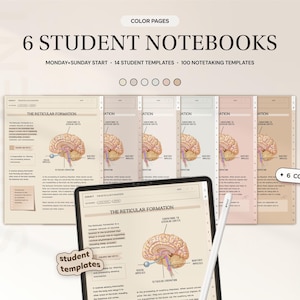 Student Digital Notebook Bundle, Goodnotes Templates, iPad Notebook, Study Journal for Note taking apps Notability College Academic Planner