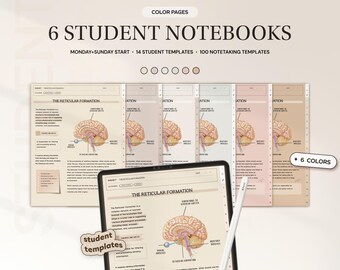 Student Digital Notebook Bundle, Goodnotes Templates, iPad Notebook, Study Journal for Note taking apps Notability College Academic Planner