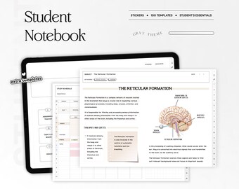 Cuaderno digital para estudiantes, papel de notas minimalista, plantillas de estudio para tomar notas con hipervínculos, Bloc de notas, Goodnotes, notabilidad, iPad, académico universitario