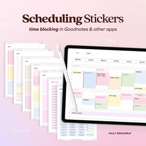 Time Blocking Stickers for Planner and Notebook, Goodnotes Widgets Sticker Book iPad, Student Stickers, Study Digital Notes, School Schedule
