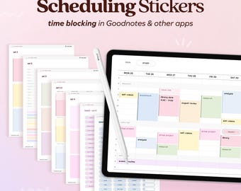 Time Blocking Stickers for Planner and Notebook, Goodnotes Widgets Sticker Book iPad, Student Stickers, Study Digital Notes, School Schedule