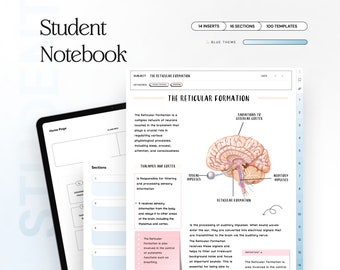 Student Digital Notebook Colorful Hyperlinked Goodnotes Template Planner for Notability iPad notetaking apps college academic notes stickers