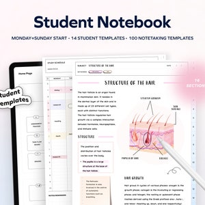Student Digital Notebook Hyperlinked Notetaking Templates Planner Template Notepad Goodnotes Notability iPad college academic school tracker