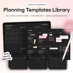 Undated Digital Planner Templates for GoodNotes, Notability iPad Planning Customizable Notetaking Minimalist Weekly Monthly Daily Dashboard