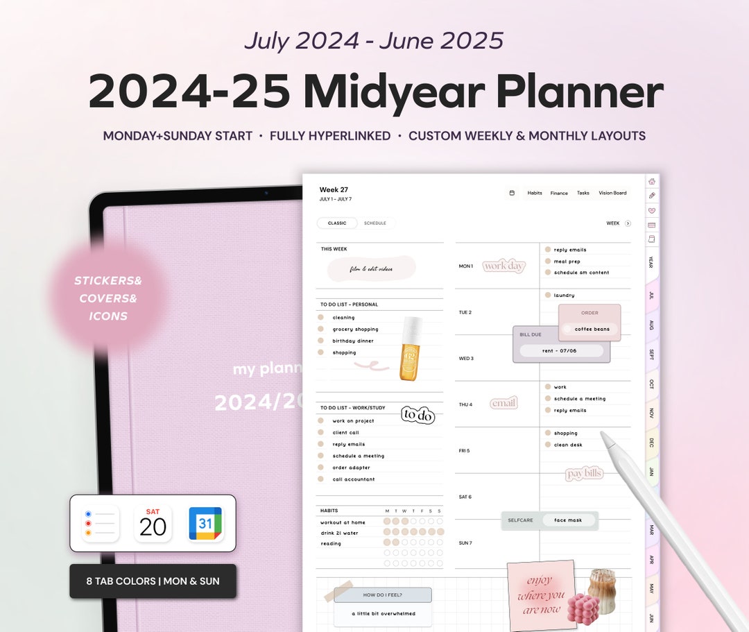 2024-25 Midyear Digital Life Planner for Goodnotes Notability iPad ...